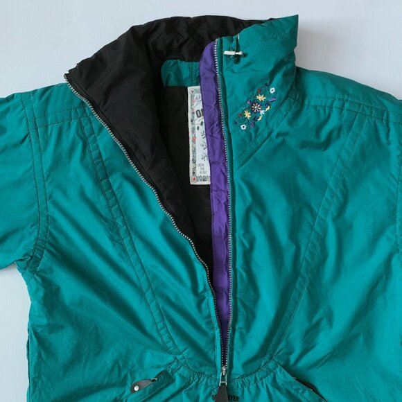 Vintage 90s Obermeyer Scarlett Ski Anorak Winter Jacket Zip Pullover Coat Teal - Picture 12 of 16